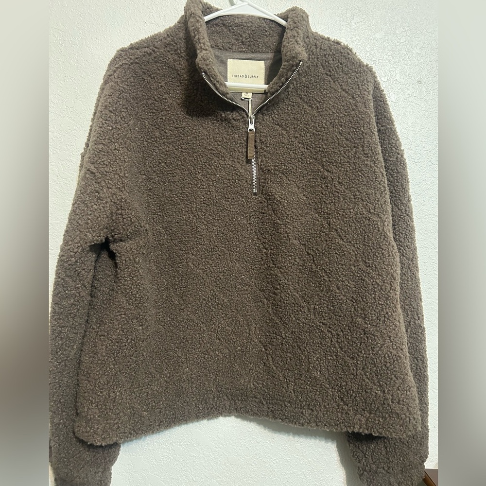 Thread & Supply Brown Sherpa Pullover